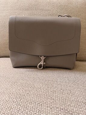 Rebecca Minkoff Taupe Gray Leather Crossbody with Silver Hook